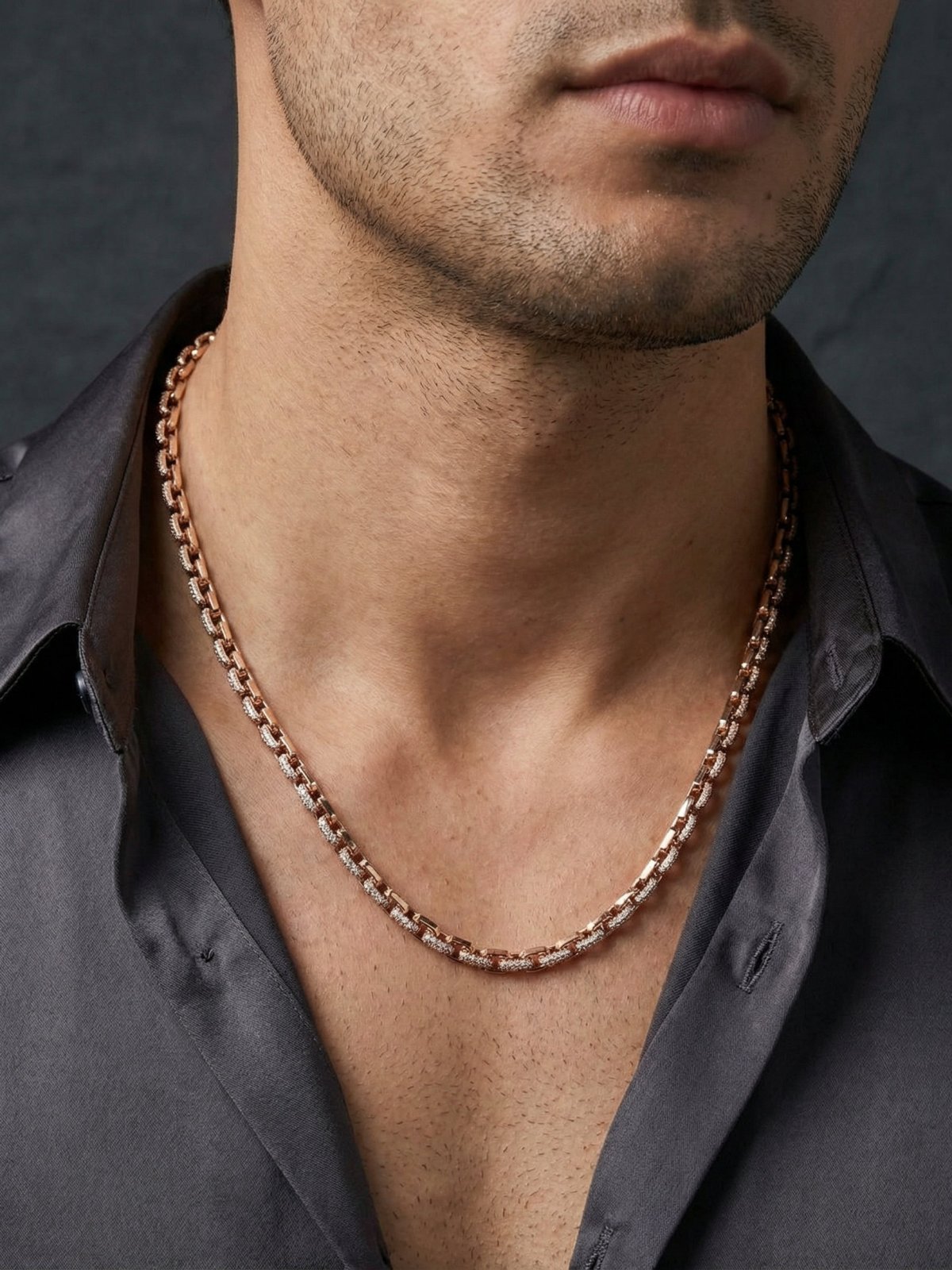 Rose Gold Pavé Linear Link Chain