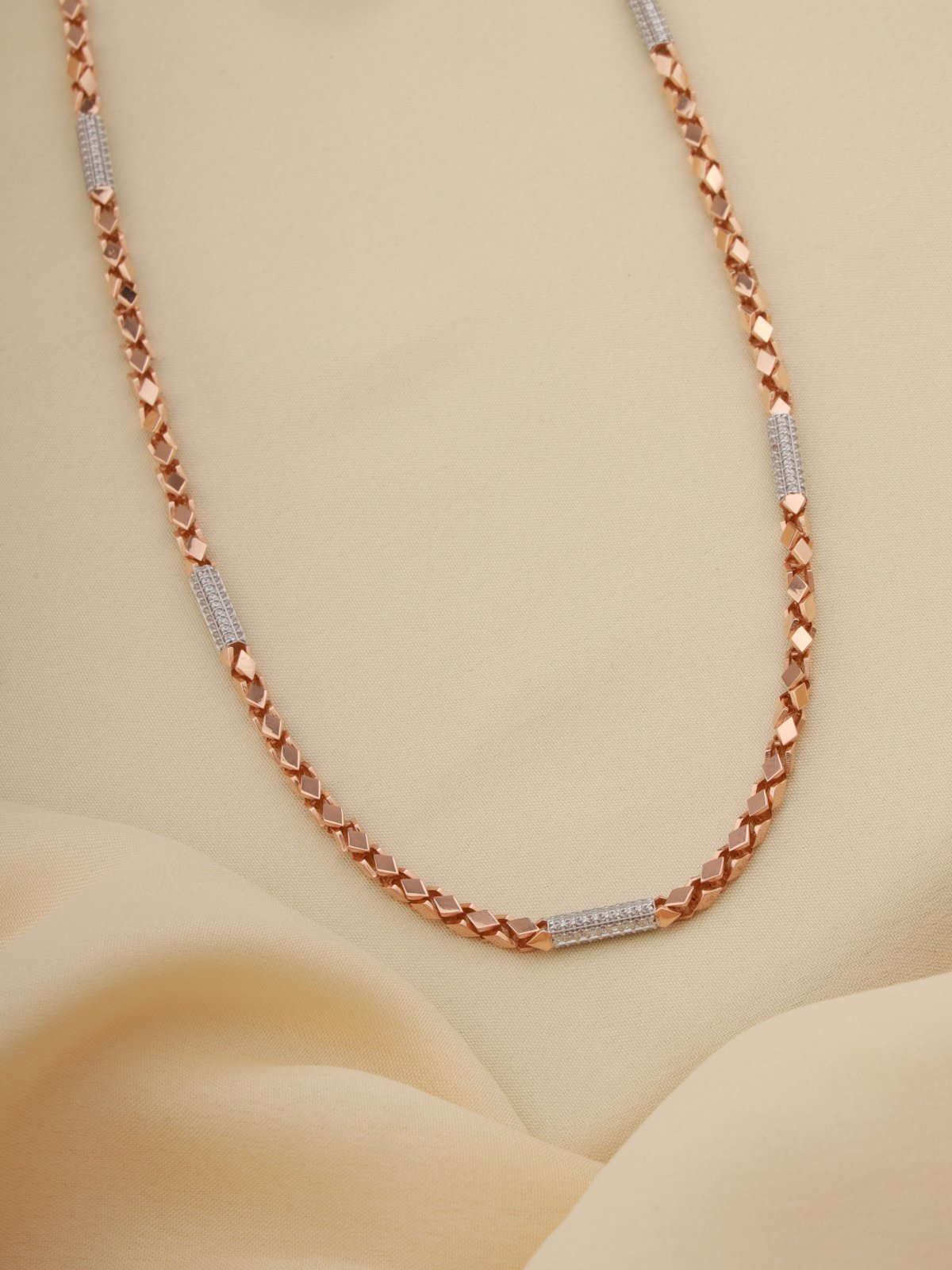 Rose Gold Iced Geometric Chain