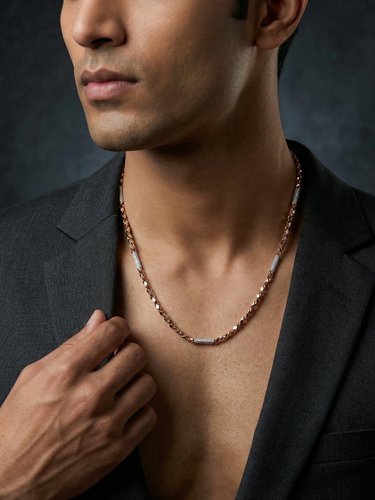 Rose Gold Iced Geometric Chain