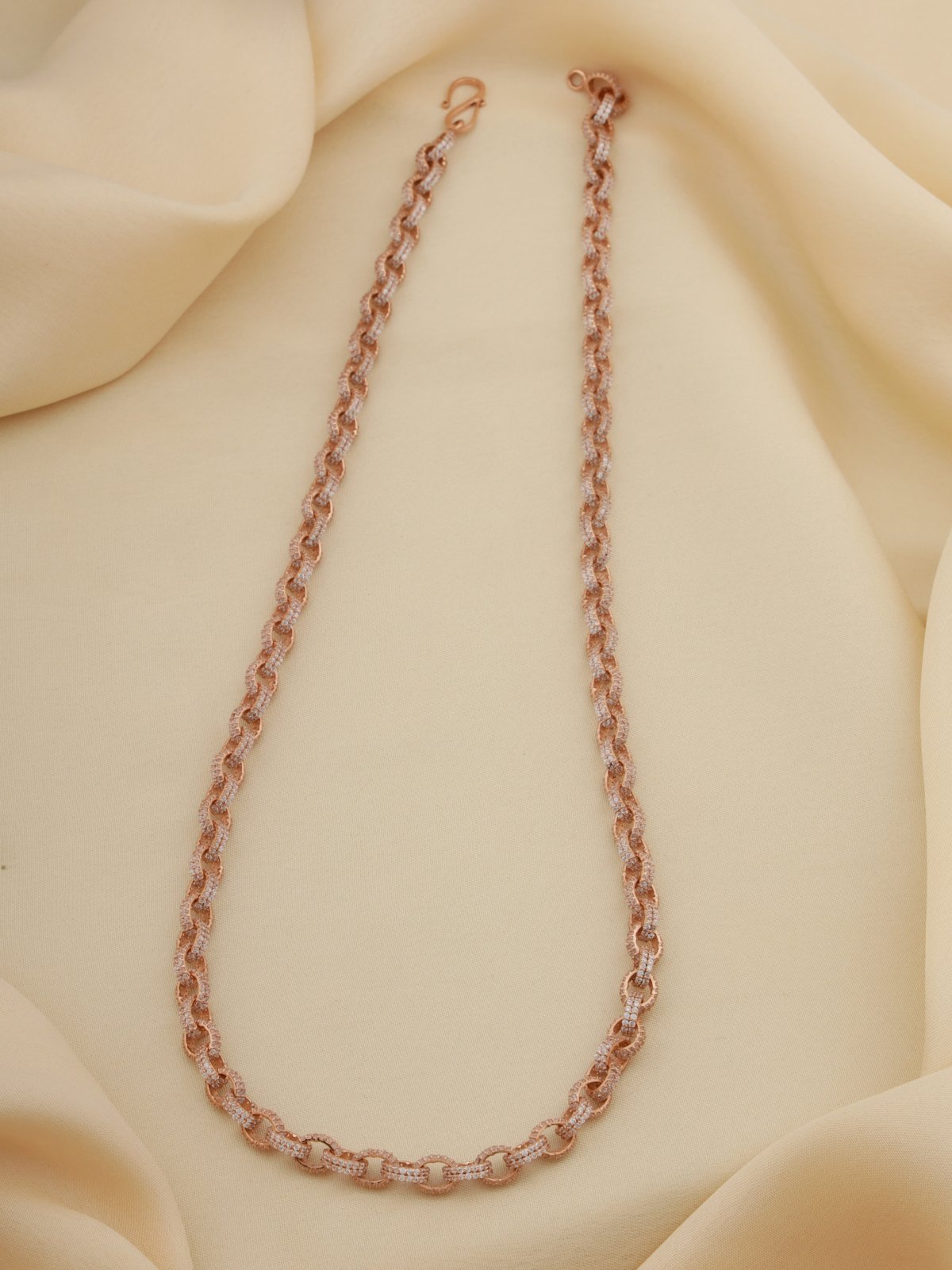 Astral Twine Unisex Rose Gold Micro-Pavé Twisted Chain | The Svarna