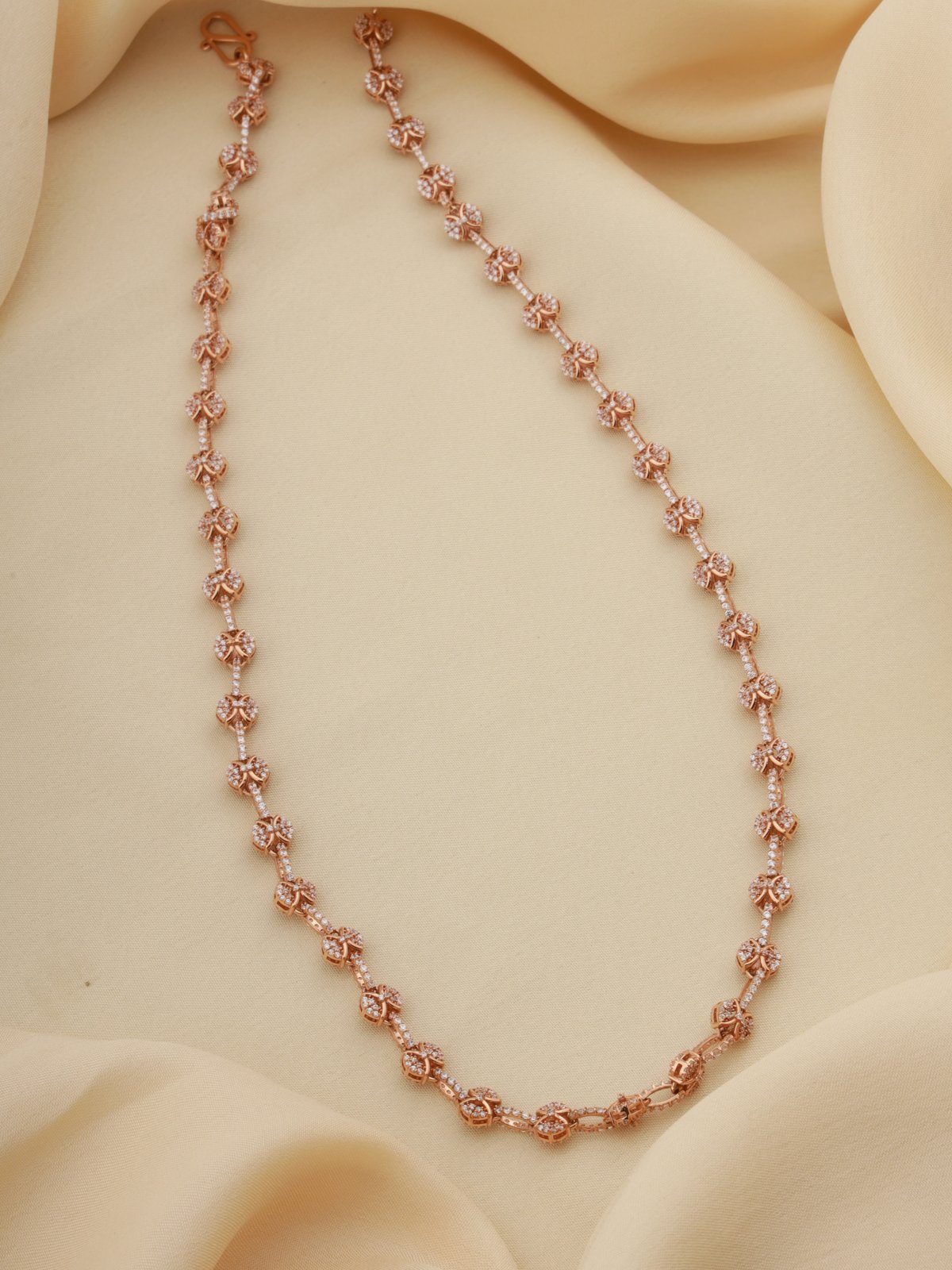 Unisex Rose Gold Pavé Motif Chain